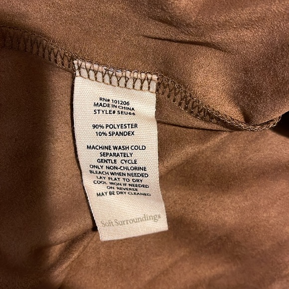 Soft Surroundings Faux Suede Tan Camel Open Waterfall Cardigan Blazer - Picture 8 of 8